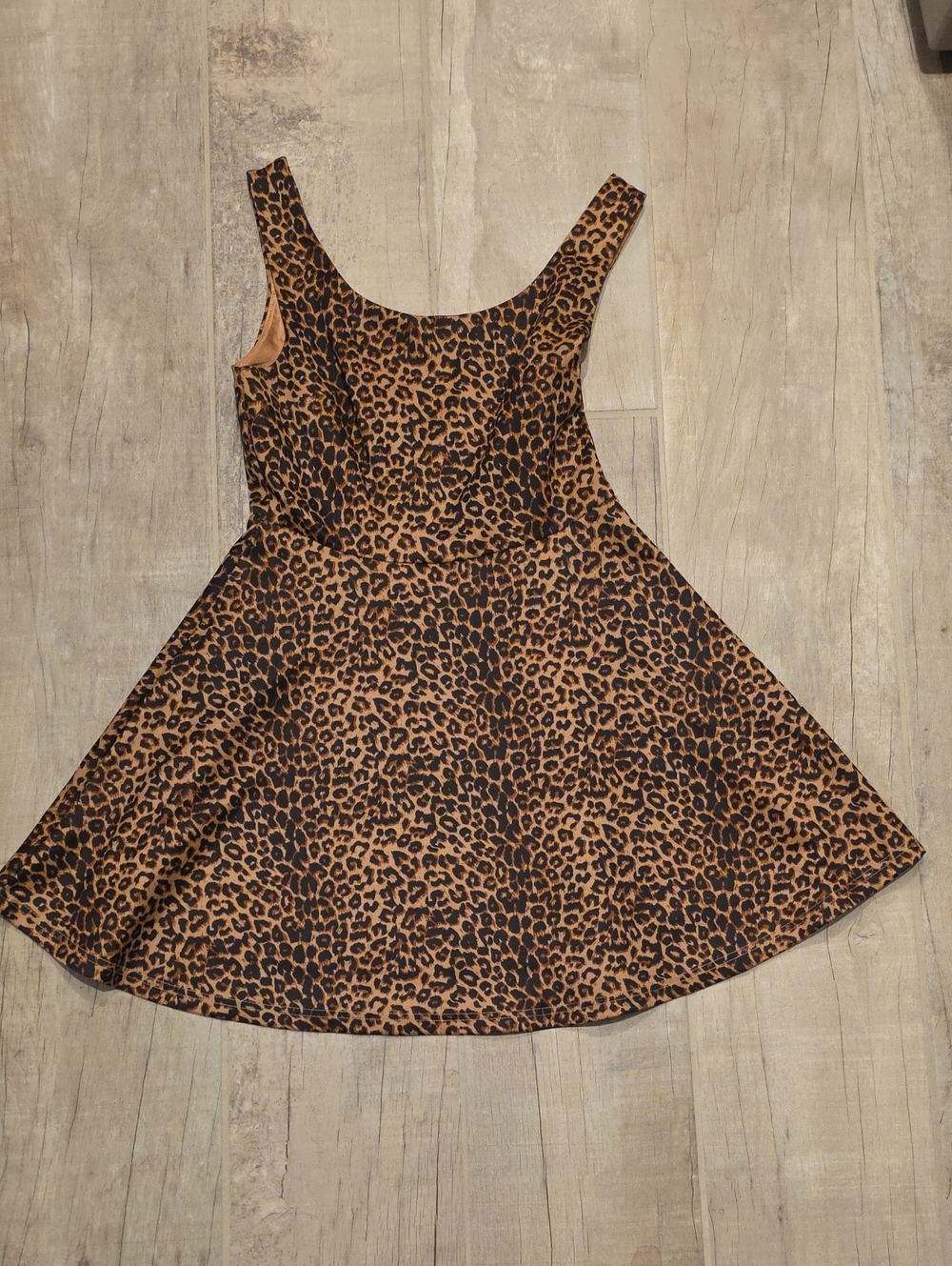 Women's Leopard Print Skater Dress - Brown